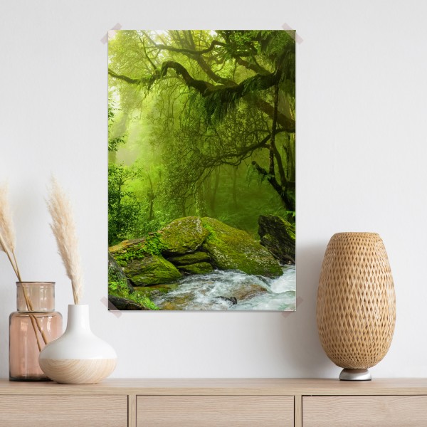 Plakat zaczarowany zielony leśny strumień – Wallissimo® Plakat zaczarowany zielony leśny strumień – Wallissimo®