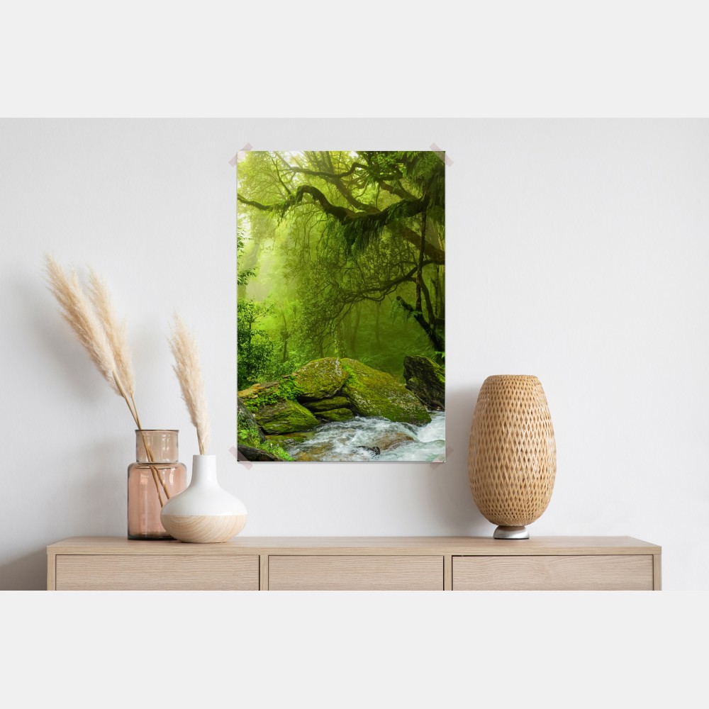 Plakat zaczarowany zielony leśny strumień – Wallissimo® Plakat zaczarowany zielony leśny strumień – Wallissimo®