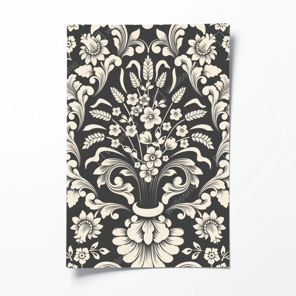 Plakat vintage kwiatowy wzór damask – Wallissimo® Plakat vintage kwiatowy wzór damask – Wallissimo®