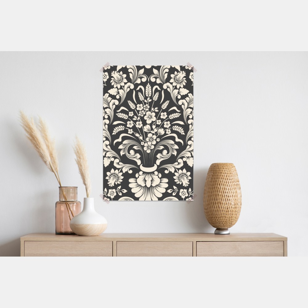 Plakat vintage kwiatowy wzór damask – Wallissimo® Plakat vintage kwiatowy wzór damask – Wallissimo®