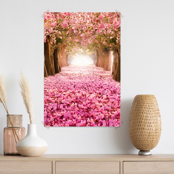 Plakat różowa aleja kwiatów wiśni – Wallissimo® Plakat różowa aleja kwiatów wiśni – Wallissimo®