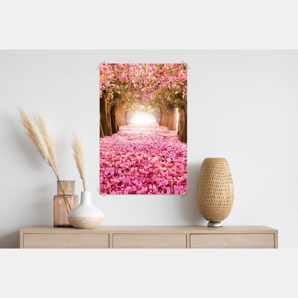 Plakat różowa aleja kwiatów wiśni – Wallissimo® Plakat różowa aleja kwiatów wiśni – Wallissimo®
