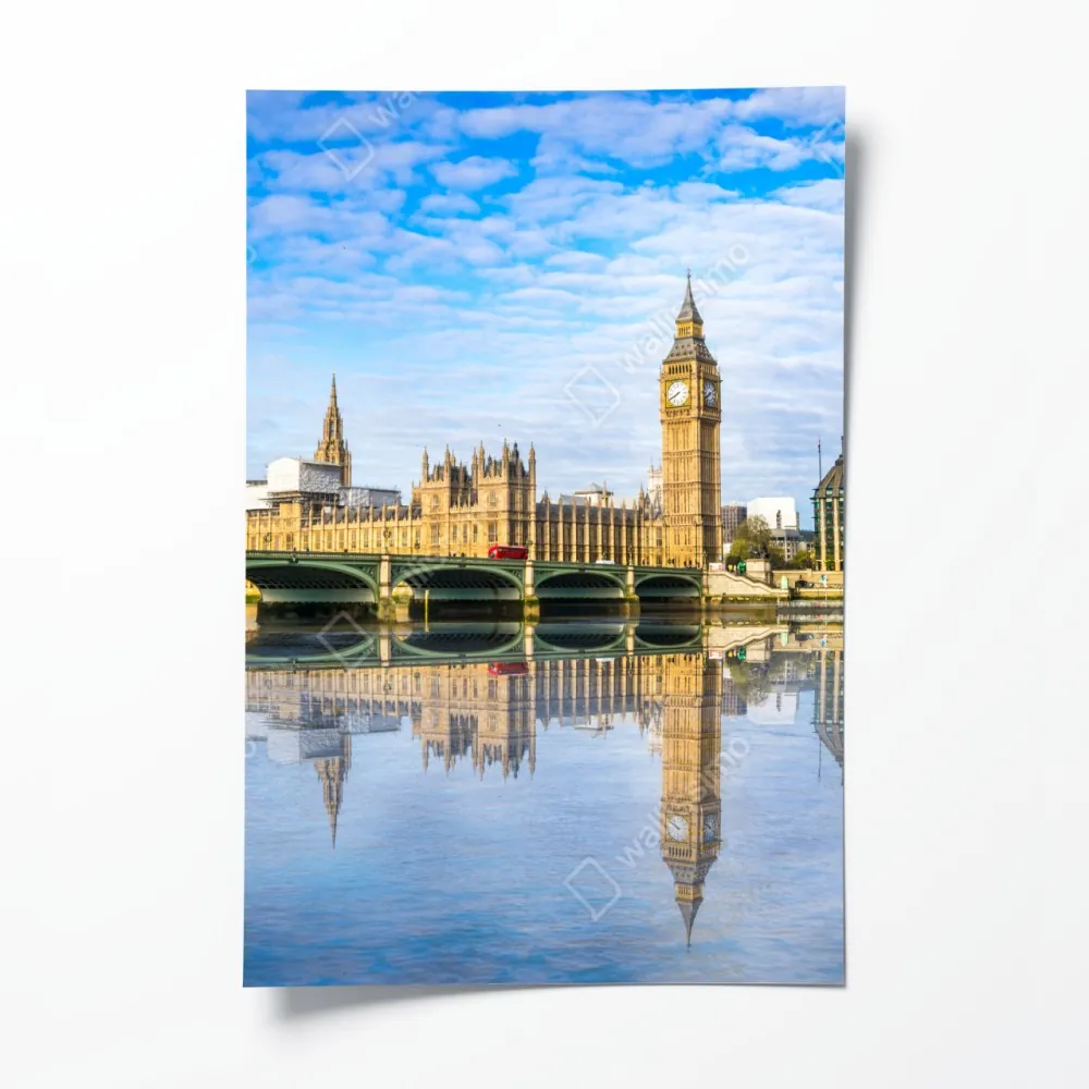 Plakat Londyn panorama nad rzeką z odbiciem – Wallissimo® Plakat Londyn panorama nad rzeką z odbiciem – Wallissimo®