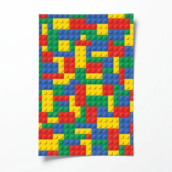 Plakat kolorowy wzór klocków konstrukcyjnych