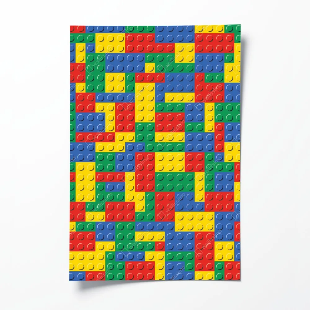 Plakat kolorowy wzór klocków konstrukcyjnych – Wallissimo® Plakat kolorowy wzór klocków konstrukcyjnych – Wallissimo®