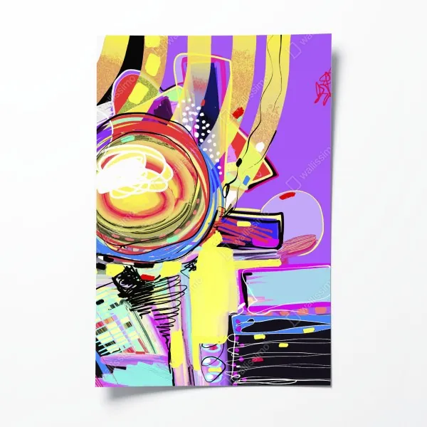 Plakat żywa fioletowa kompozycja abstrakcyjna