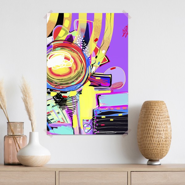 Plakat żywa fioletowa kompozycja abstrakcyjna – Wallissimo® Plakat żywa fioletowa kompozycja abstrakcyjna – Wallissimo®