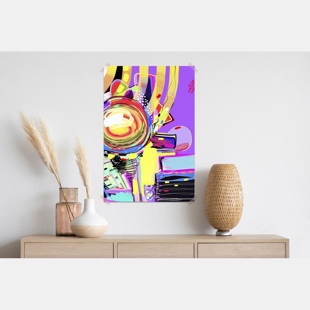 Plakat żywa fioletowa kompozycja abstrakcyjna – Wallissimo® Plakat żywa fioletowa kompozycja abstrakcyjna – Wallissimo®