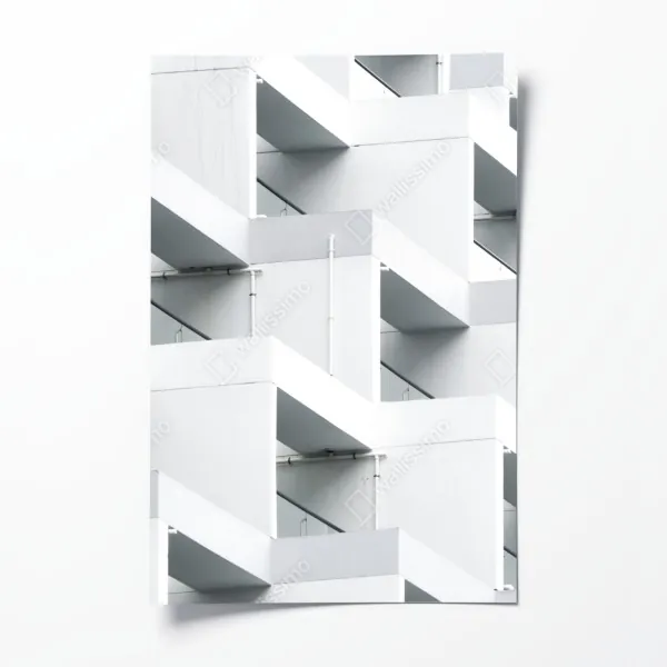 Plakat biała betonowa fasada w geometrycznym wzorze