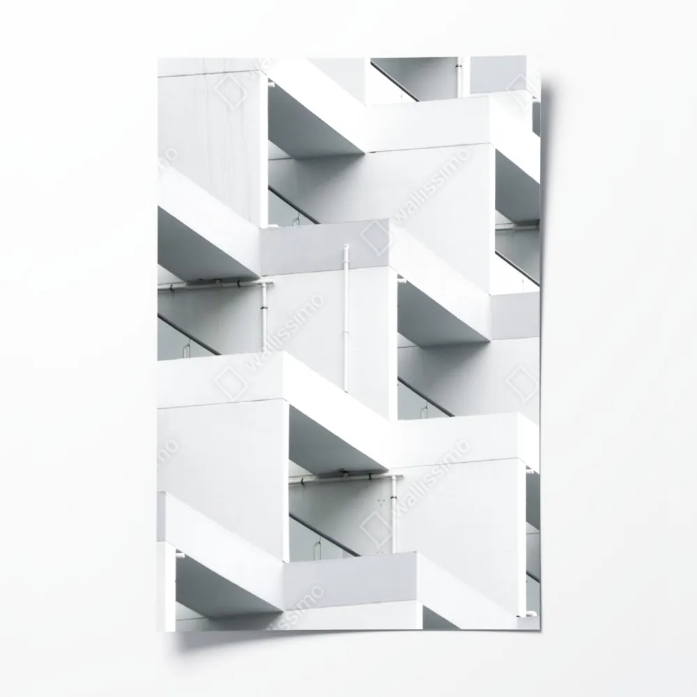 Plakat biała betonowa fasada w geometrycznym wzorze – Wallissimo® Plakat biała betonowa fasada w geometrycznym wzorze – Wallissimo®