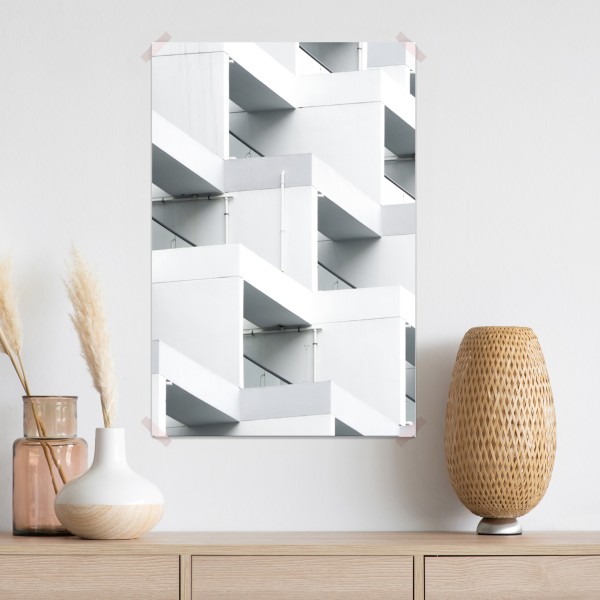 Plakat biała betonowa fasada w geometrycznym wzorze – Wallissimo® Plakat biała betonowa fasada w geometrycznym wzorze – Wallissimo®