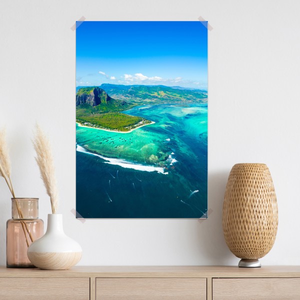 Plakat Le Morne turkusowa laguna panorama – Wallissimo® Plakat Le Morne turkusowa laguna panorama – Wallissimo®