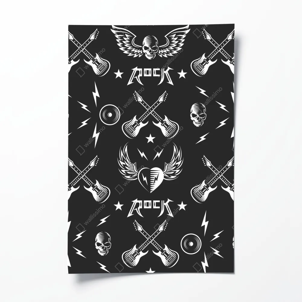 Plakat bezszwowy wzór rockowych ikon – Wallissimo® Plakat bezszwowy wzór rockowych ikon – Wallissimo®
