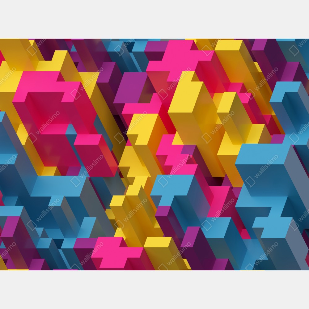 Plakat kolorowy wzór voxel 3d – Wallissimo® Plakat kolorowy wzór voxel 3d – Wallissimo®