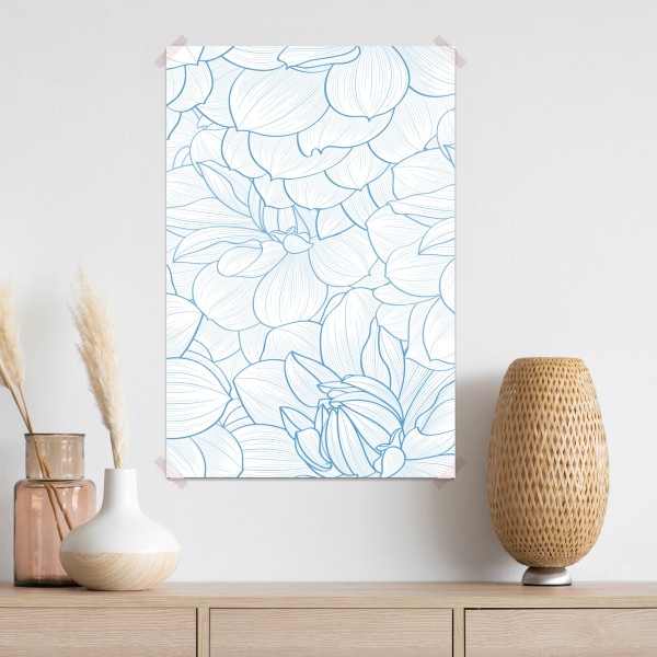Plakat delikatny niebieski motyw kwiatowy – Wallissimo® Plakat delikatny niebieski motyw kwiatowy – Wallissimo®