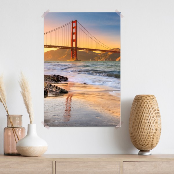 Plakat zachód słońca przy Golden Gate Bridge – Wallissimo® Plakat zachód słońca przy Golden Gate Bridge – Wallissimo®