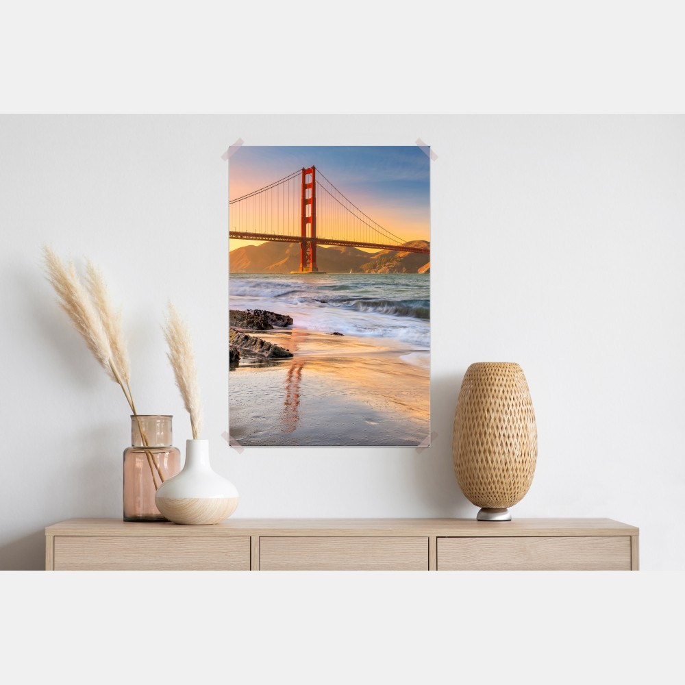 Plakat zachód słońca przy Golden Gate Bridge – Wallissimo® Plakat zachód słońca przy Golden Gate Bridge – Wallissimo®