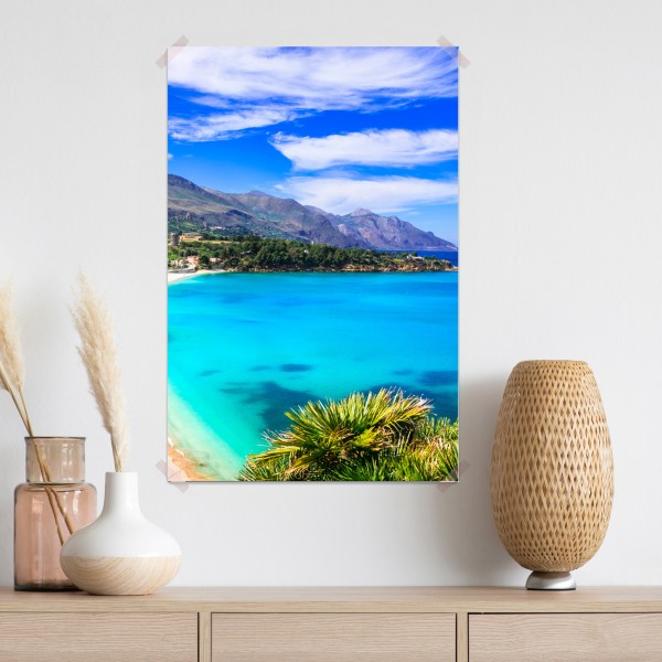 Plakat turkusowy nadmorski pejzaż plaży – Wallissimo® Plakat turkusowy nadmorski pejzaż plaży – Wallissimo®