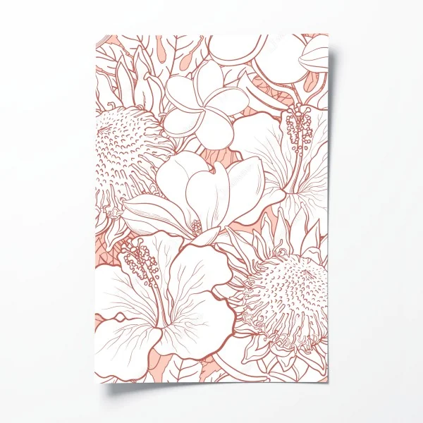 Plakat delikatny koralowy wzór kwiatowy