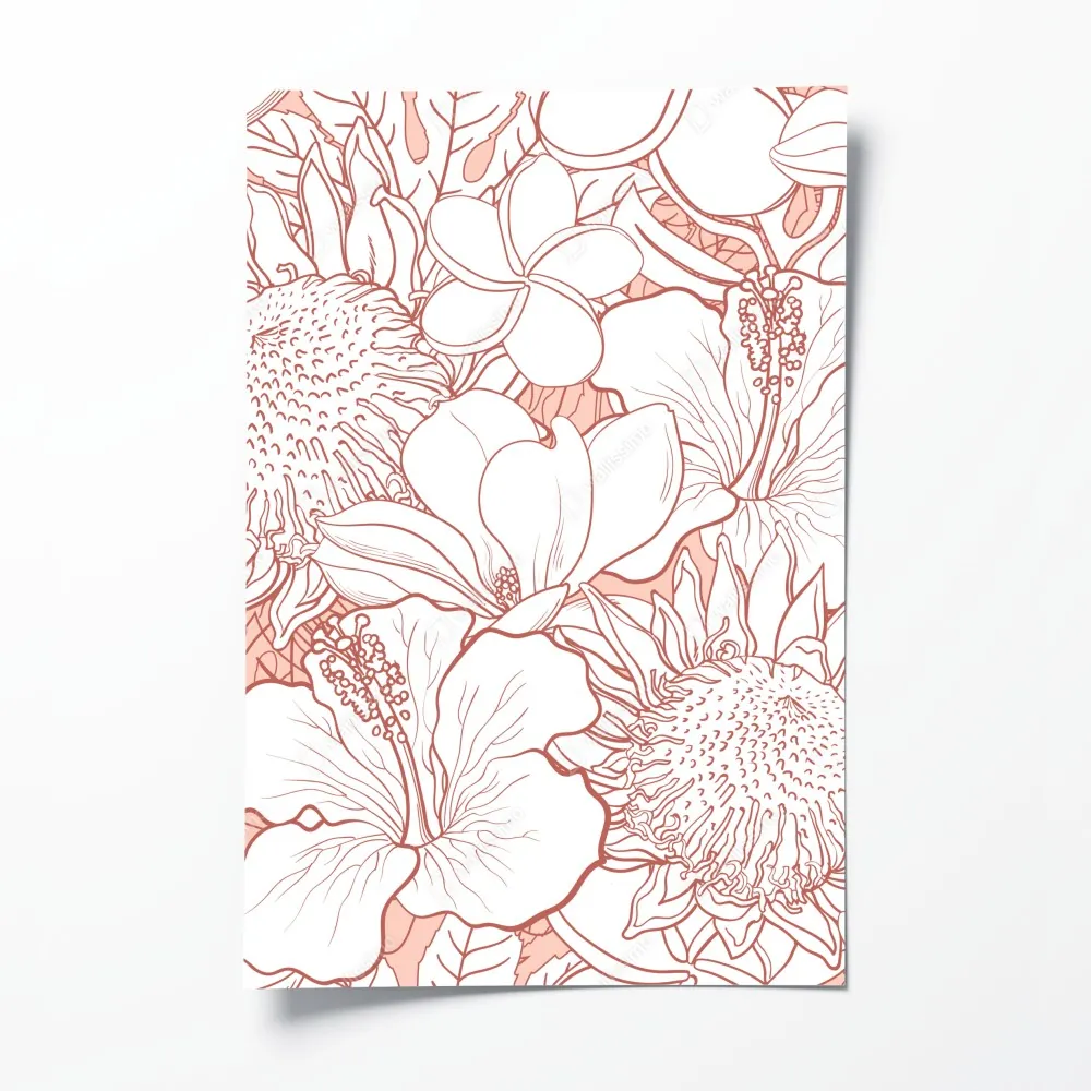 Plakat delikatny koralowy wzór kwiatowy – Wallissimo® Plakat delikatny koralowy wzór kwiatowy – Wallissimo®