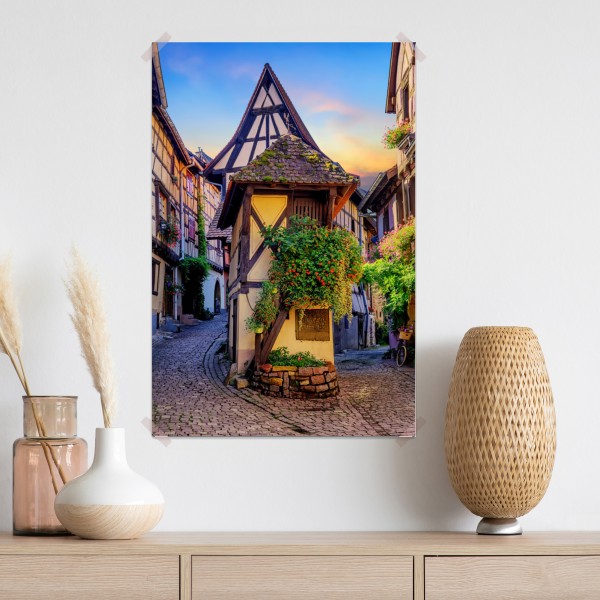 Plakat urokliwa ulica domów szachulcowych w Eguisheim, Alsacja – Wallissimo® Plakat urokliwa ulica domów szachulcowych w Eguisheim, Alsacja – Wallissimo®