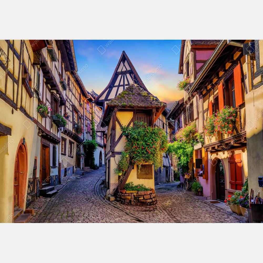 Plakat urokliwa ulica domów szachulcowych w Eguisheim, Alsacja – Wallissimo® Plakat urokliwa ulica domów szachulcowych w Eguisheim, Alsacja – Wallissimo®