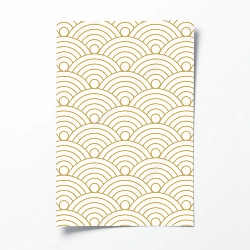 Plakat złoty wzór seigaiha – Wallissimo® Plakat złoty wzór seigaiha – Wallissimo®