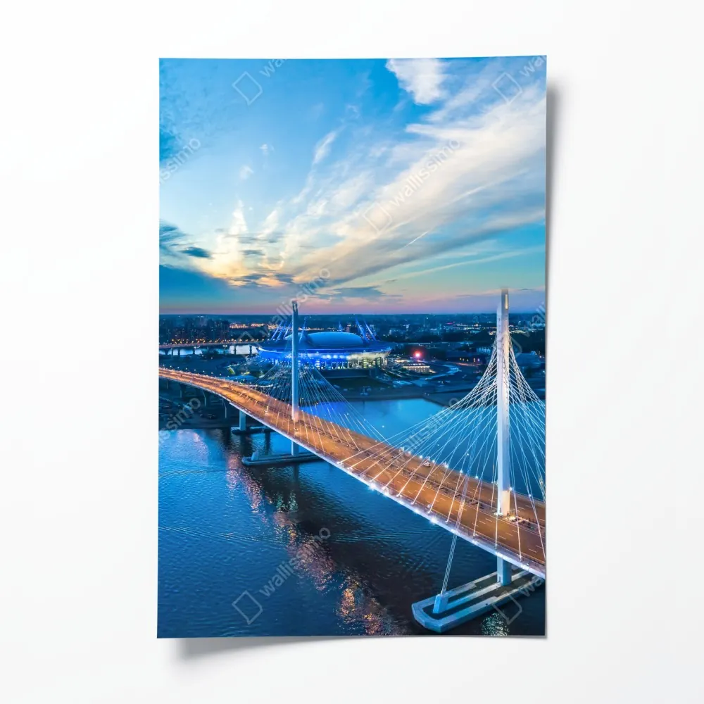 Plakat Sankt Petersburg panorama mostu o zmierzchu – Wallissimo® Plakat Sankt Petersburg panorama mostu o zmierzchu – Wallissimo®