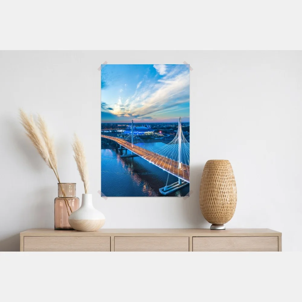 Plakat Sankt Petersburg panorama mostu o zmierzchu – Wallissimo® Plakat Sankt Petersburg panorama mostu o zmierzchu – Wallissimo®