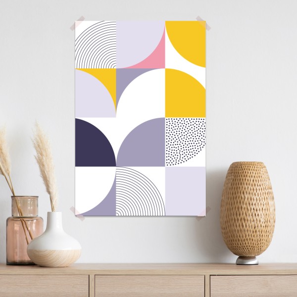 Plakat pastelowy geometryczny wzór z półkolami – Wallissimo® Plakat pastelowy geometryczny wzór z półkolami – Wallissimo®