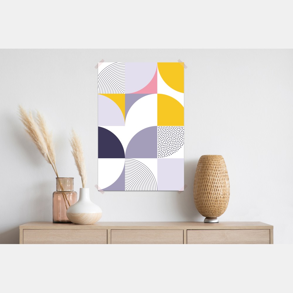 Plakat pastelowy geometryczny wzór z półkolami – Wallissimo® Plakat pastelowy geometryczny wzór z półkolami – Wallissimo®