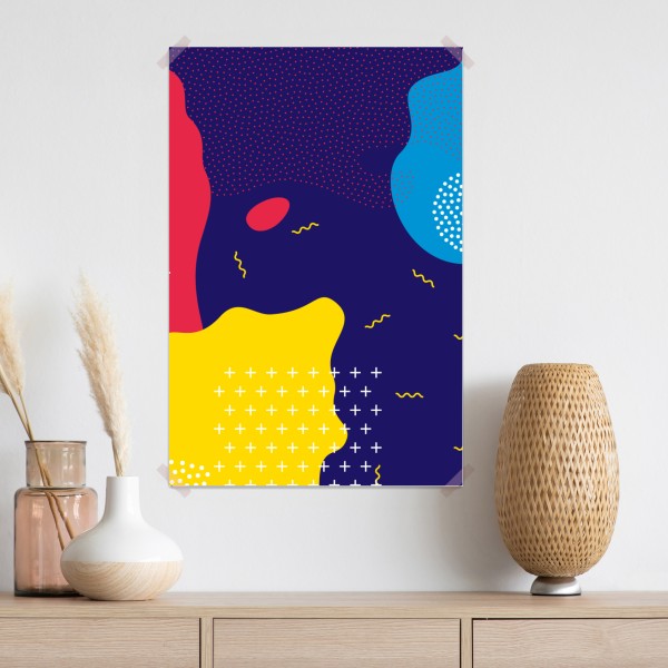 Plakat żywy abstrakcyjny wzór kształtów – Wallissimo® Plakat żywy abstrakcyjny wzór kształtów – Wallissimo®