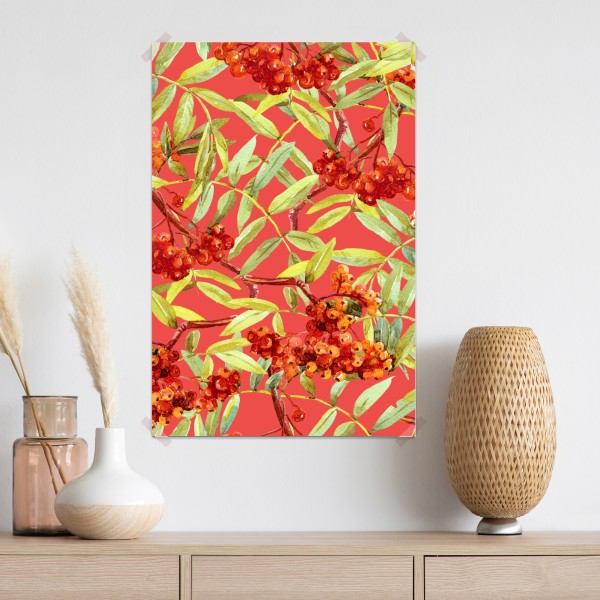 Plakat akwarelowy wzór jarzębiny – Wallissimo® Plakat akwarelowy wzór jarzębiny – Wallissimo®