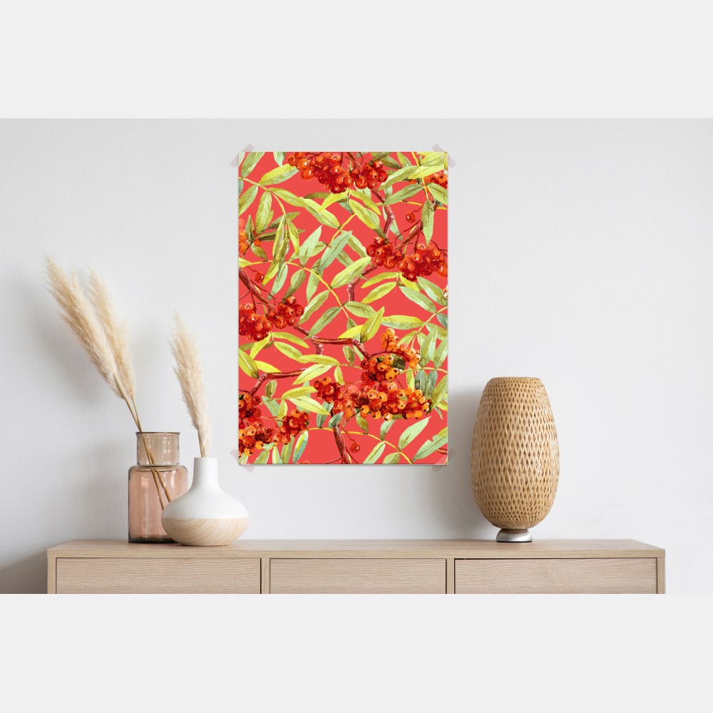 Plakat akwarelowy wzór jarzębiny – Wallissimo® Plakat akwarelowy wzór jarzębiny – Wallissimo®