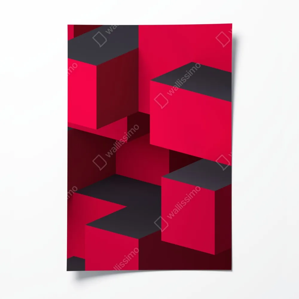 Plakat odważne czerwone geometryczne bloki – Wallissimo® Plakat odważne czerwone geometryczne bloki – Wallissimo®