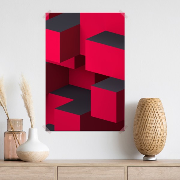 Plakat odważne czerwone geometryczne bloki