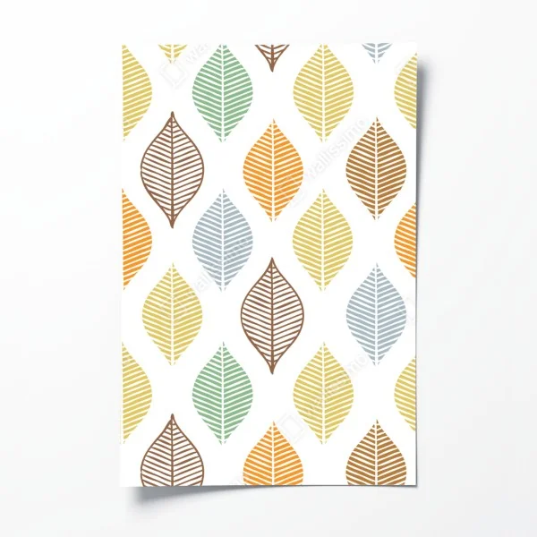 Plakat pastelowy wzór liści na ścianę
