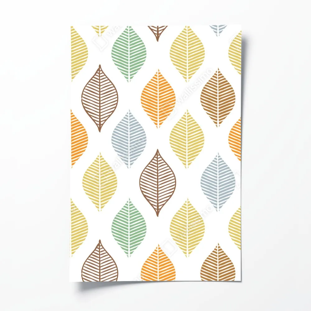 Plakat pastelowy wzór liści na ścianę – Wallissimo® Plakat pastelowy wzór liści na ścianę – Wallissimo®