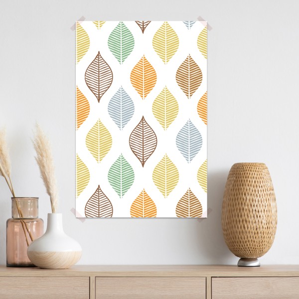 Plakat pastelowy wzór liści na ścianę – Wallissimo® Plakat pastelowy wzór liści na ścianę – Wallissimo®