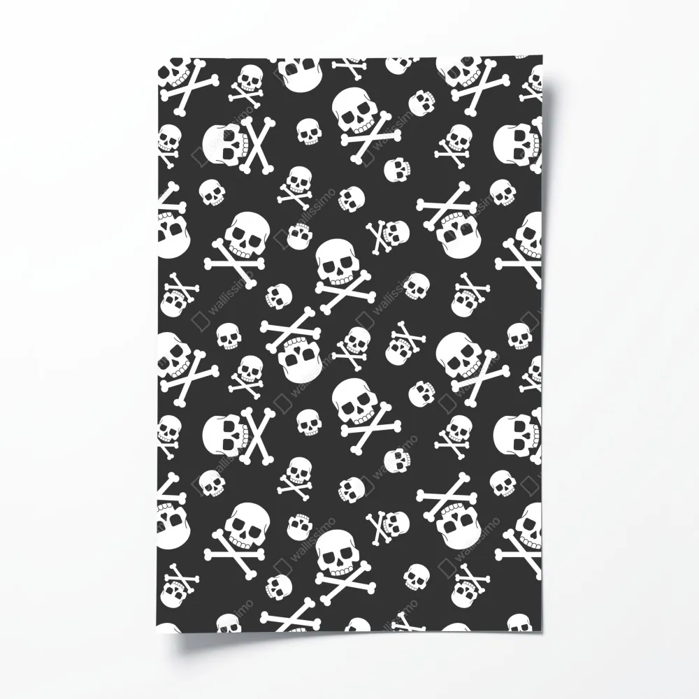 Plakat biały wzór czaszek na szarym tle – Wallissimo® Plakat biały wzór czaszek na szarym tle – Wallissimo®