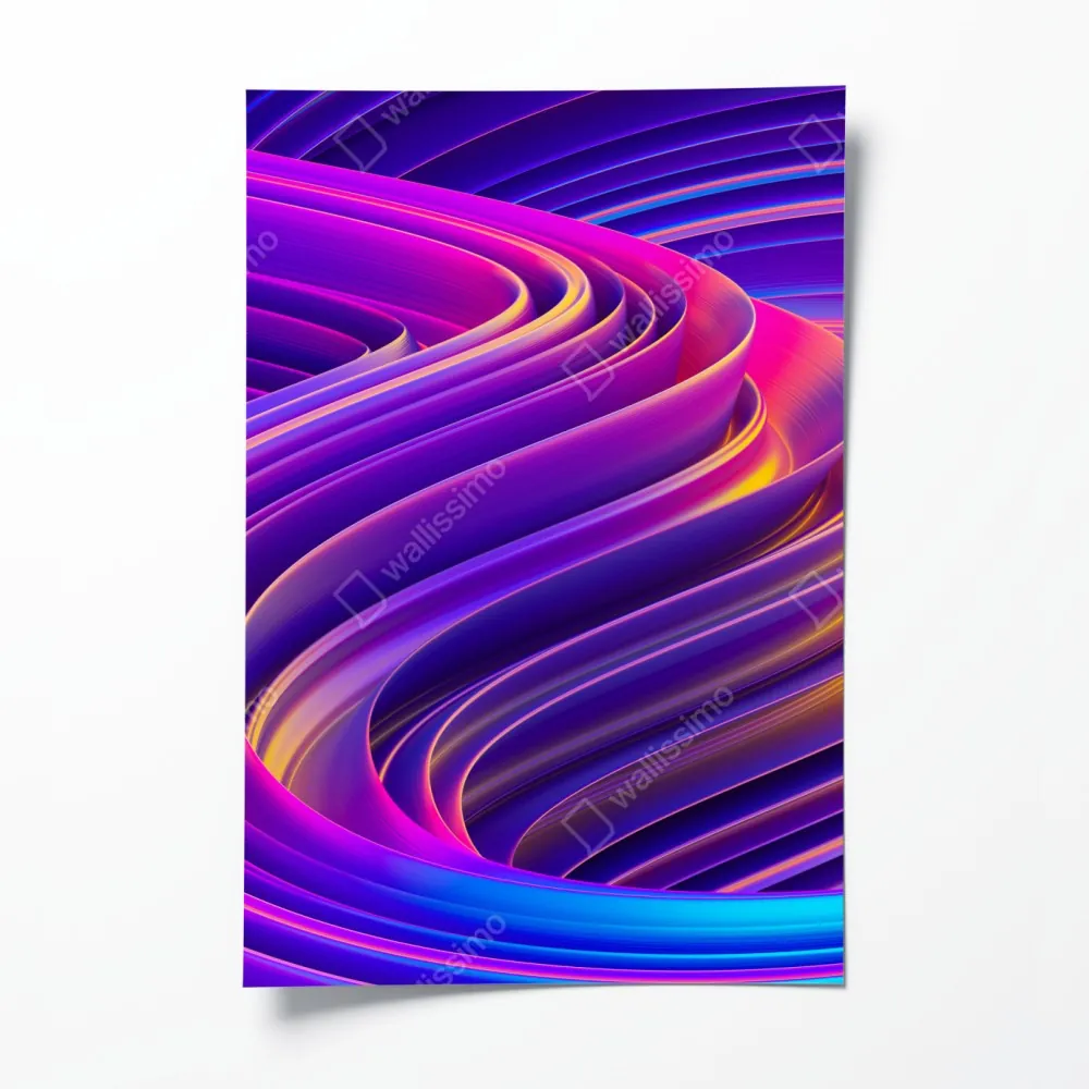 Plakat intensywny fioletowy 3d wir wstęg – Wallissimo® Plakat intensywny fioletowy 3d wir wstęg – Wallissimo®