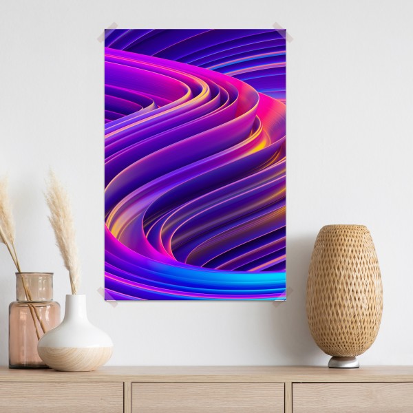 Plakat intensywny fioletowy 3d wir wstęg – Wallissimo® Plakat intensywny fioletowy 3d wir wstęg – Wallissimo®