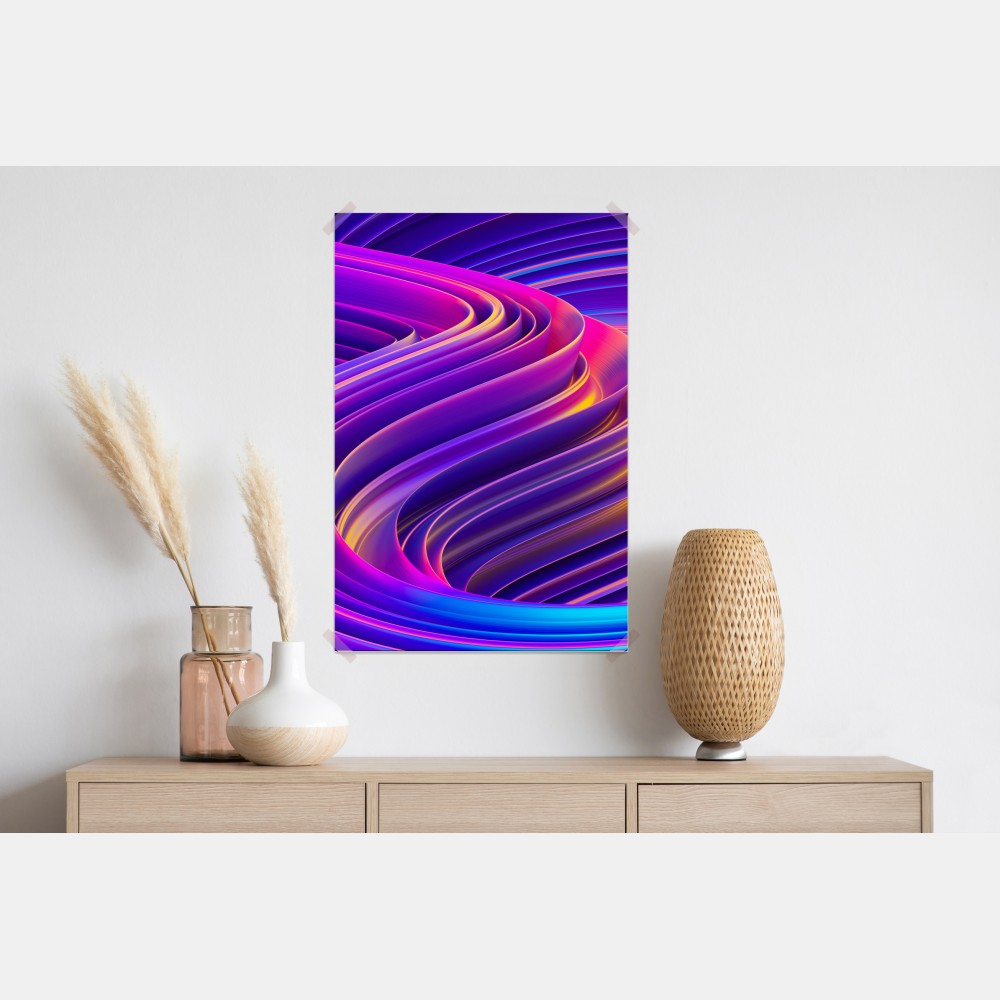 Plakat intensywny fioletowy 3d wir wstęg – Wallissimo® Plakat intensywny fioletowy 3d wir wstęg – Wallissimo®