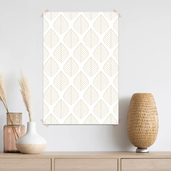Plakat elegancki złoty geometryczny wzór liści – Wallissimo® Plakat elegancki złoty geometryczny wzór liści – Wallissimo®