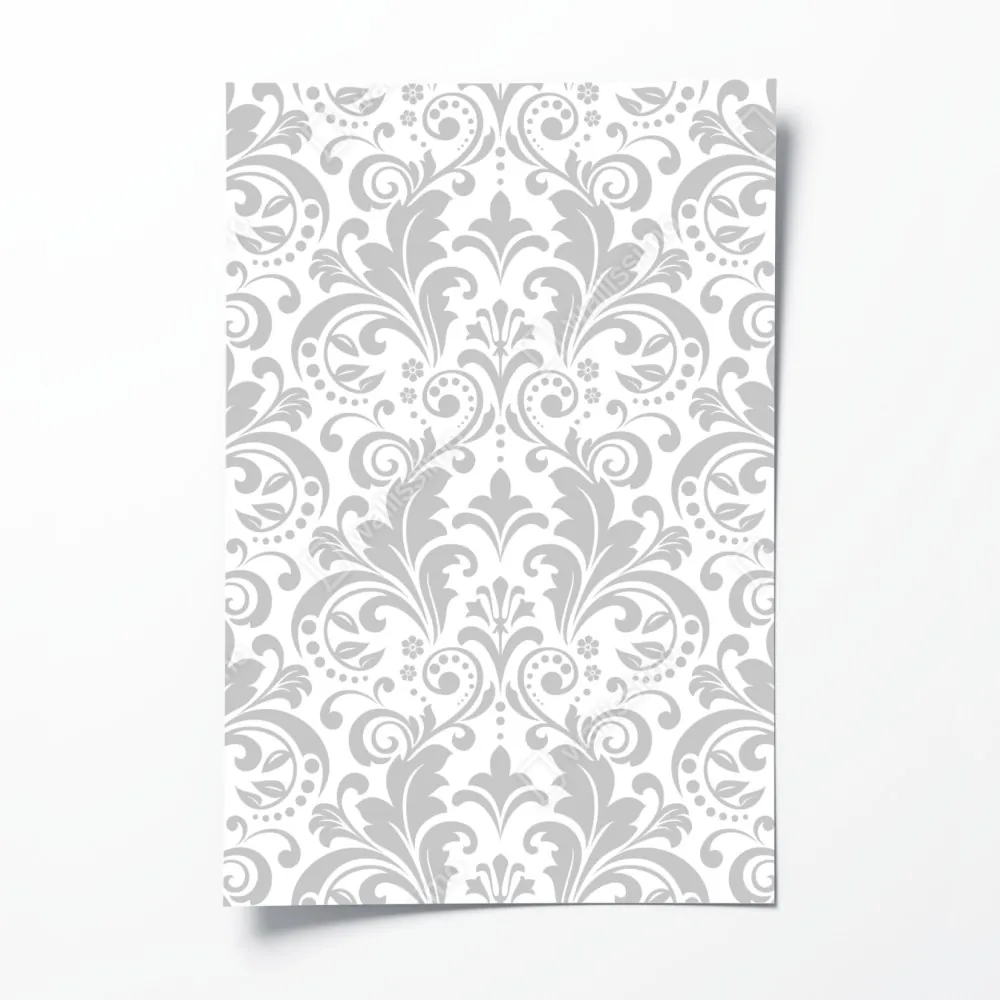 Plakat elegancki szary wzór damasceński – Wallissimo® Plakat elegancki szary wzór damasceński – Wallissimo®