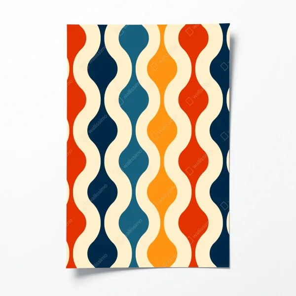 Plakat retro falisty wzór mid-century