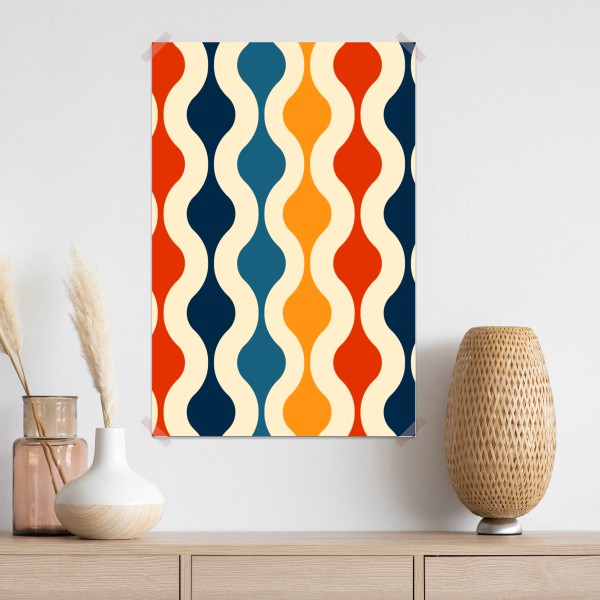 Plakat retro falisty wzór mid-century – Wallissimo® Plakat retro falisty wzór mid-century – Wallissimo®