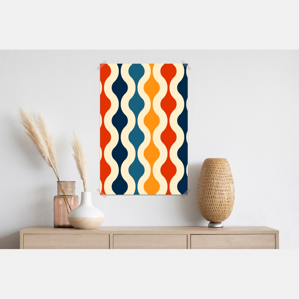 Plakat retro falisty wzór mid-century – Wallissimo® Plakat retro falisty wzór mid-century – Wallissimo®