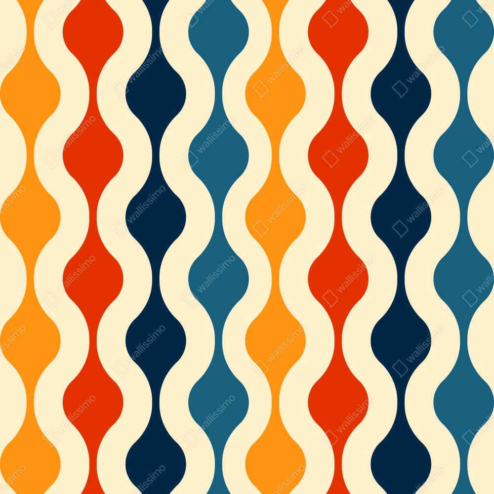 Plakat retro falisty wzór mid-century – Wallissimo® Plakat retro falisty wzór mid-century – Wallissimo®