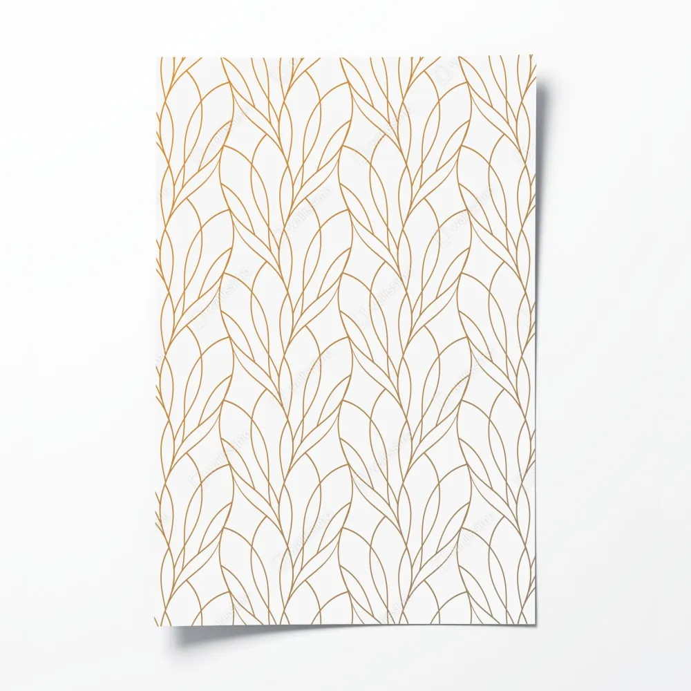 Plakat złoty wzór liści na białym tle – Wallissimo® Plakat złoty wzór liści na białym tle – Wallissimo®